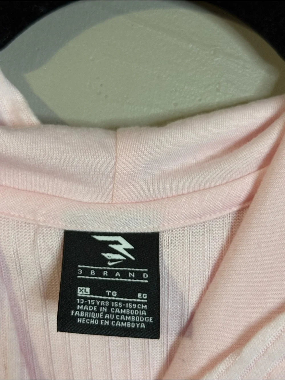 Nike Women's Light Pink Ribbed Cowl-Neck Hoodie